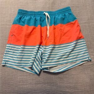Chubbies Swim Trunks Mens Tropical 5.5 Inch Inseam Orange Blue Striped